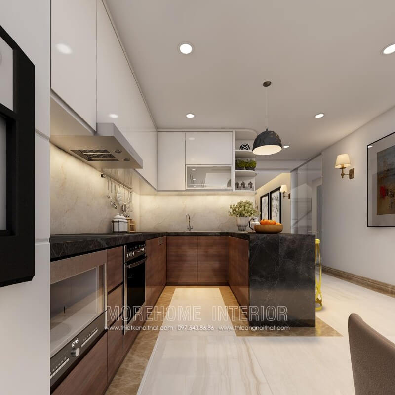 Tủ bếp chữ U có ưu điểm là mang tới không gian riêng cho các bà nội trợ khi nấu ăn ngoài ra còn vô cùng thuận tiện cho việc sắp xếp đồ đạc nhà bếp gọn gàng, ngăn nắp hơn Thiết kế và sản xuất tủ bếp đẹp