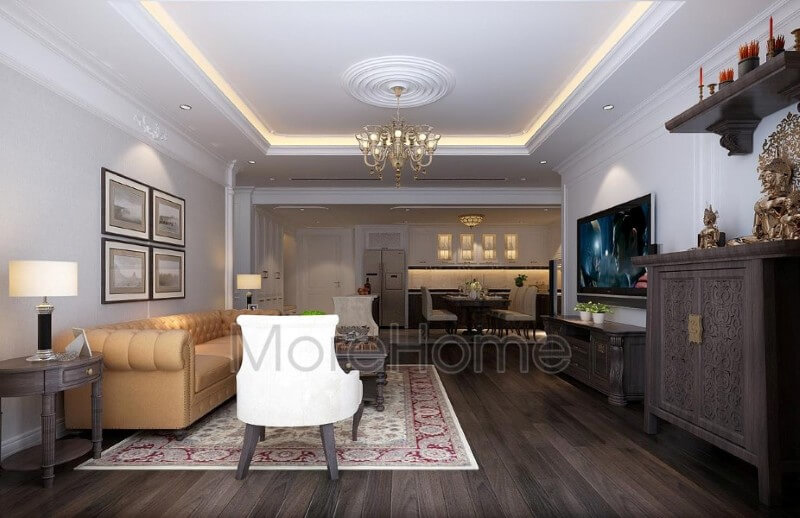 Nội thất phòng khách chung cư ấn tượng và nổi bật hơn với những món đồ nội thất gỗ tự nhiên Thiết kế phòng khách chung cư