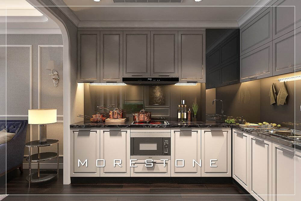 Gợi ý mẫu đá ốp tủ bếp chung cư cao cấp