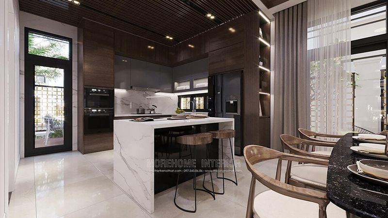 Mẫu thiết kế nội thất phòng bếp đẹp cho biệt thự tại Hà Nội, Đà Nẵng, Hải Phòng, Tp HCM