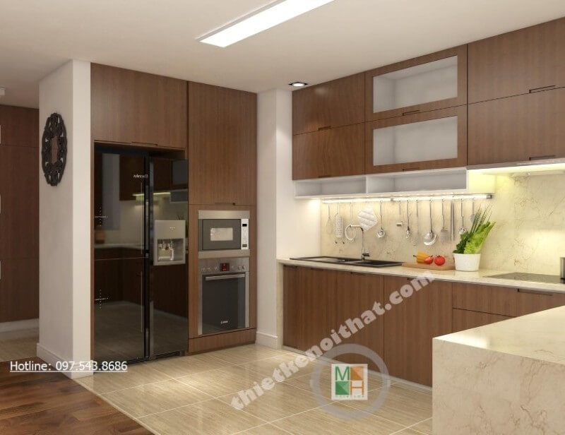 Thiết kế phòng bếp chung cư theo phong cách hiện đại