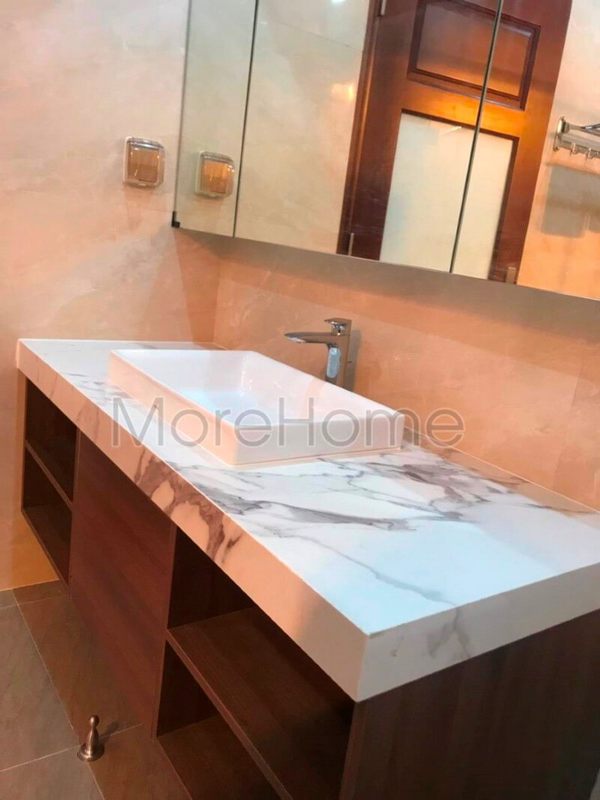 Công trình hình ảnh thi công bàn đá lavabo cho phòng tắm, nhà vệ sinh cho nhà phố hiện đại tại Sở Dầu Hải Phòng