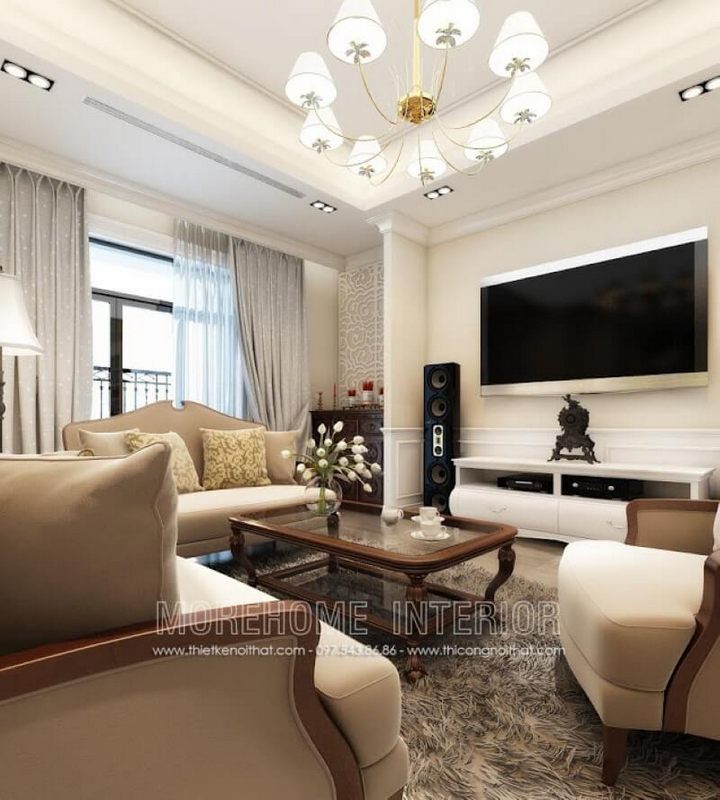 Bàn trà MH-TCD006 với phong cách tân cổ điển trang trí phòng khách biệt thự đẹp