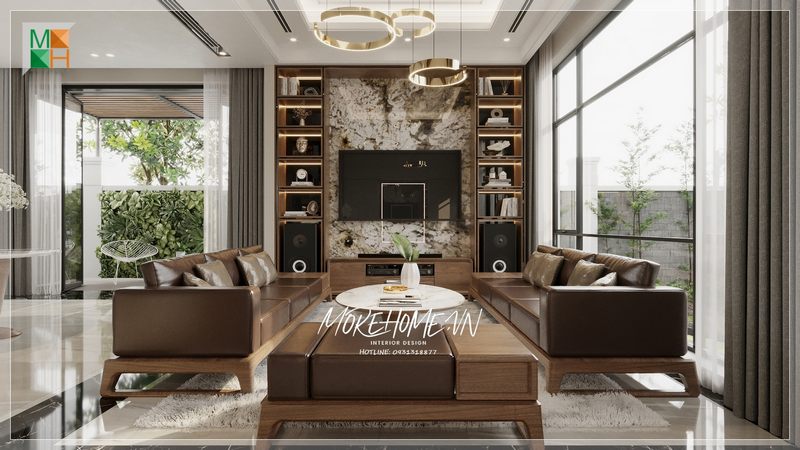 Kiểu dáng đơn giản của bàn trà hình tròn làm nên sự cuốn hút và làm nổi bật không gian sống.