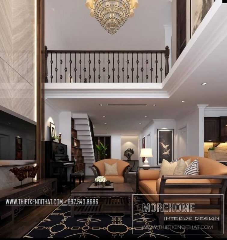 Nội thất phòng khách của chung cư tân cổ điển là tinh tế và sang trọng.