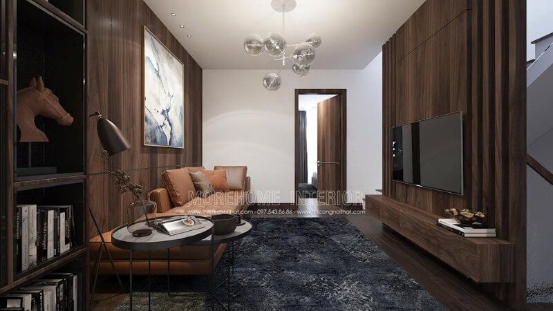 Sàn trải nền độc đáo sẽ làm nên sự hiện đại cho phòng khách.